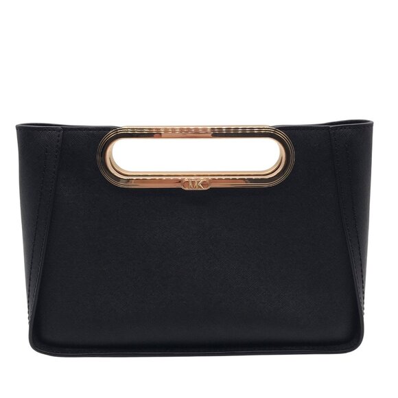 Michael Kors Black Saffiano Leather Large Chelsea Convertible Clutch - Picture 1 of 11